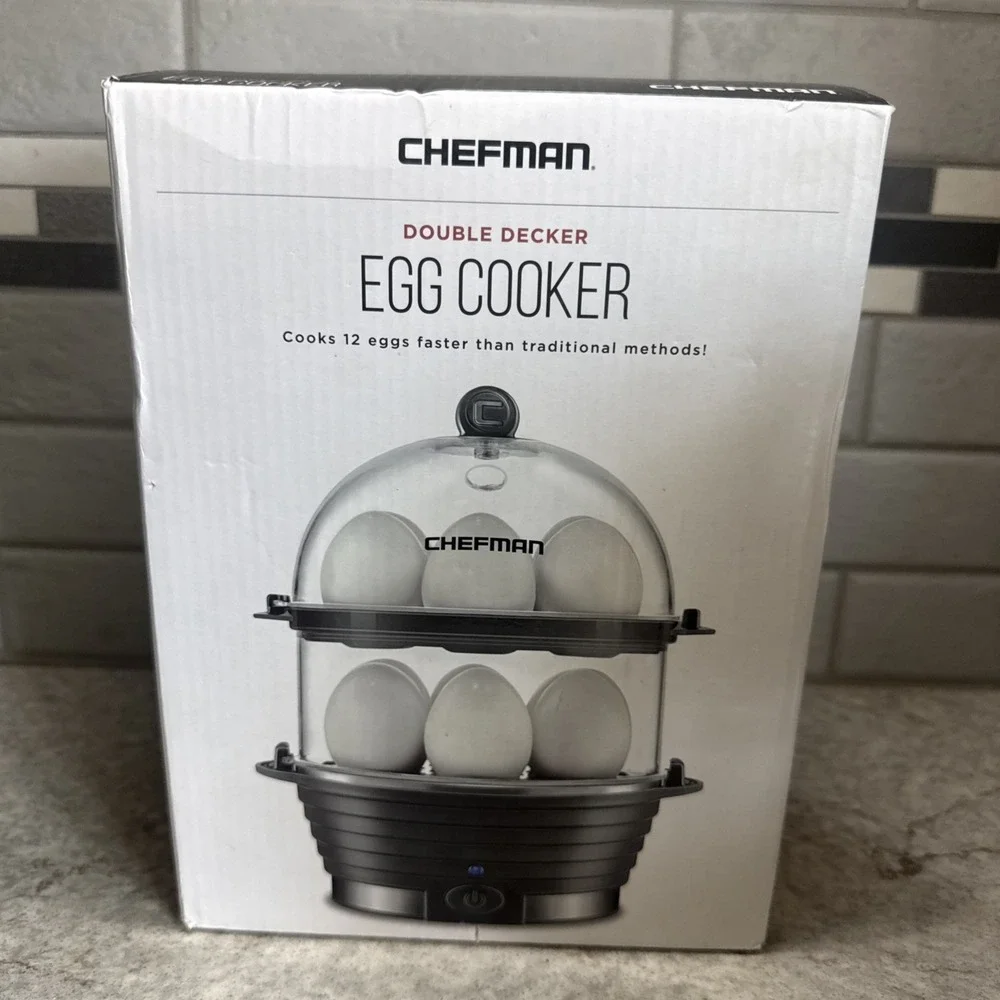 Chefman Electric Double Decker 12 Egg Cooker Poached Boiled Scrambled Omelet
